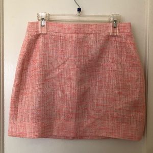 J. Crew Factory Coral and White Tweed Mini Skirt